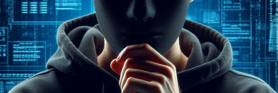 a man wearing a black mask and hat