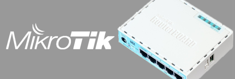 L'immagine indica il logo mikrotik con un router switch hex gigabit.