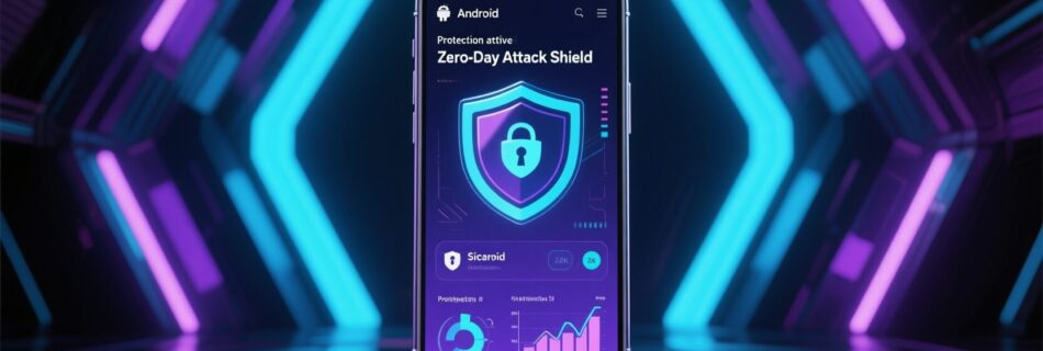 L'immagine mostra uno smartphone android in fase di protezione da attacchi zeroday.