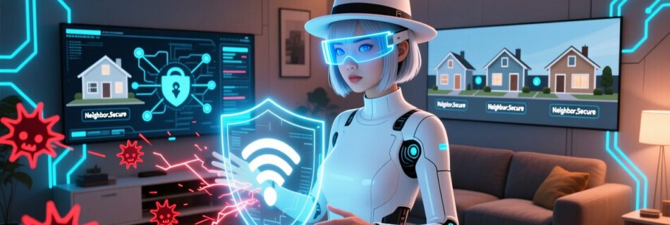 L'immagine mostra un whitehat che protegge una rete wifi casalinga.