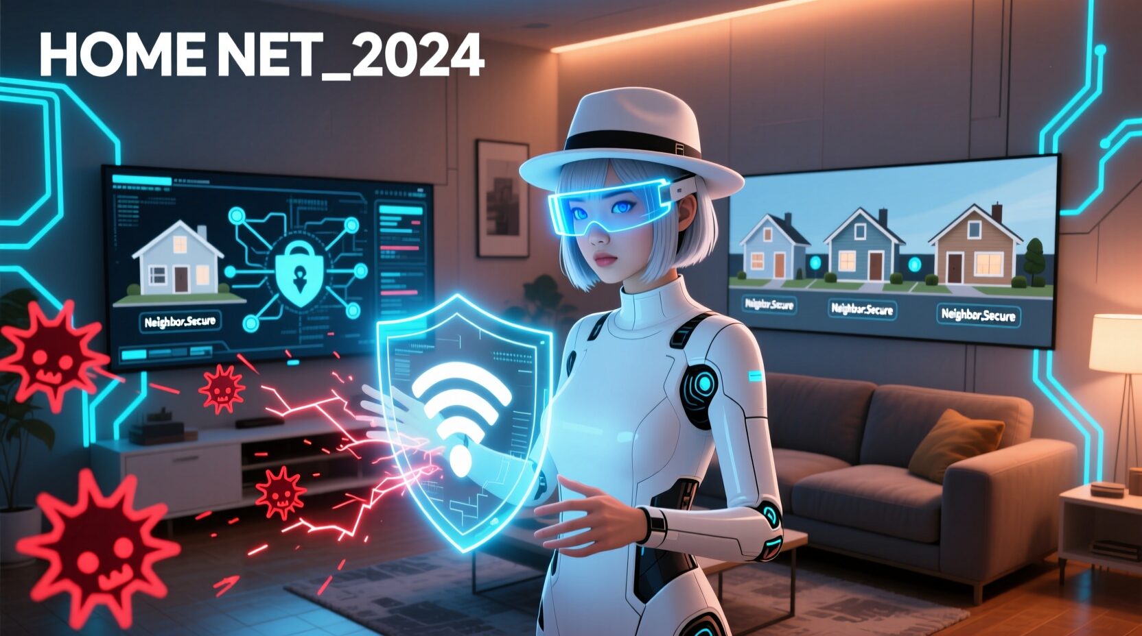 L'immagine mostra un whitehat che protegge una rete wifi casalinga.