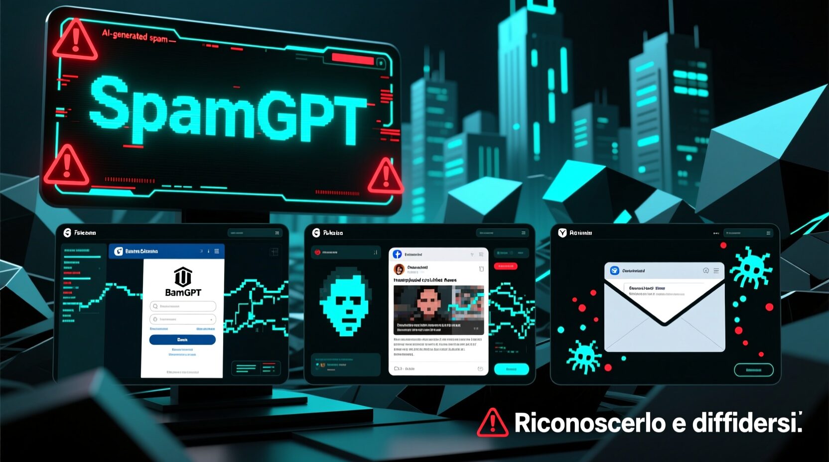 L'immagine mostra uno strumento moderno chiaamto SpamGPT in grado di creare contenuti con IA piu pericolosi a livello di truffe online.