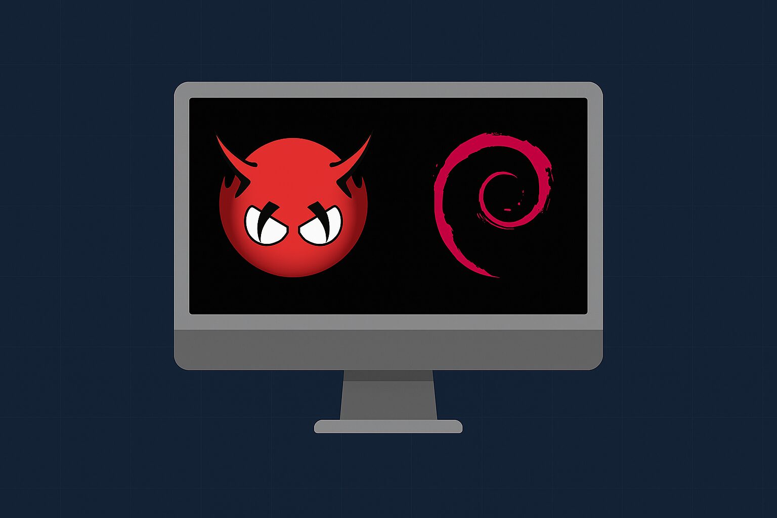 L'immagine mostra il logo di debian dentro ad un monitor insieme al logo clamav.