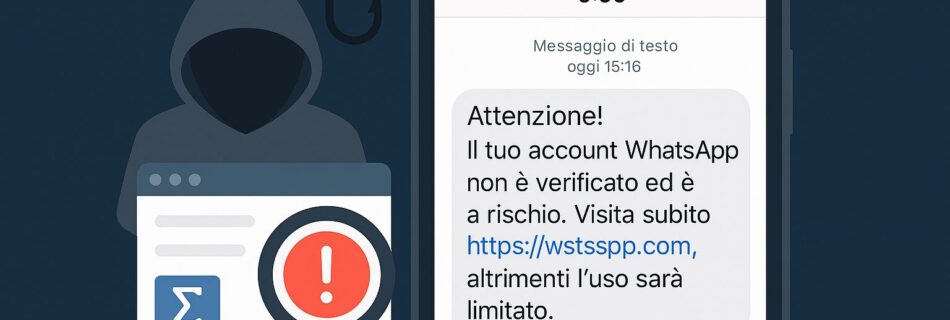 L'immagine mostra un sms su uno smartphone android che indica un messaggio di smishing.