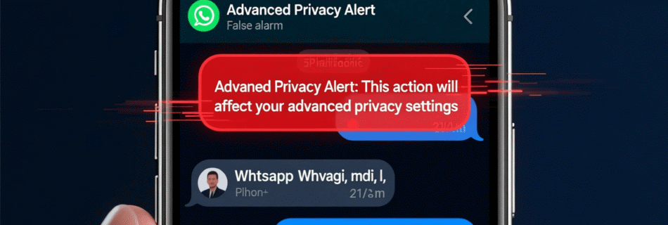 L'immagine mostra un falso messaggio di allarme delle chat sotto sorveglianza da parte dell'intelligenza artificiale.