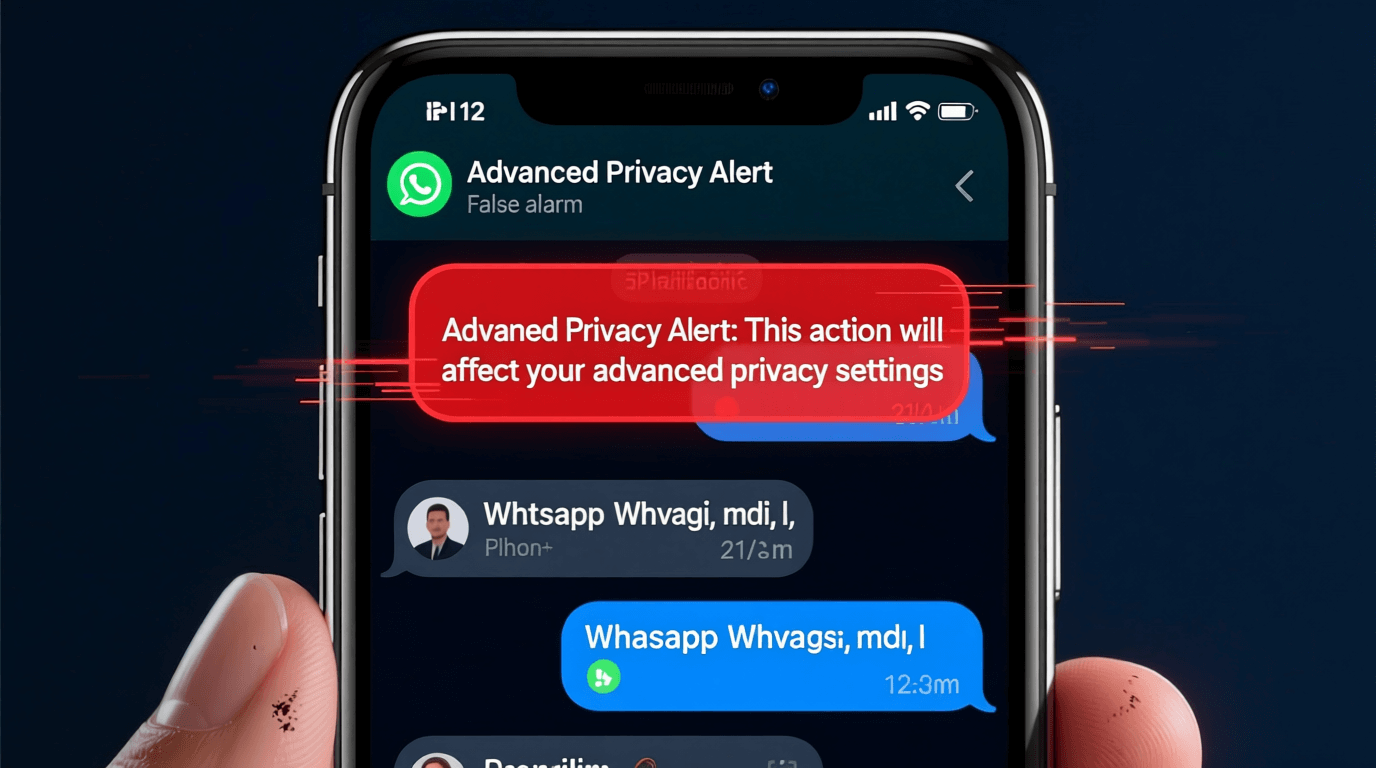 L'immagine mostra un falso messaggio di allarme delle chat sotto sorveglianza da parte dell'intelligenza artificiale.