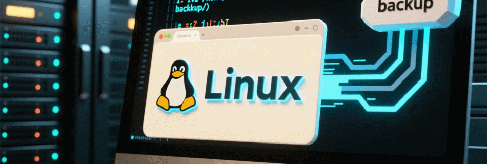 L'immagine mostra un computer fisso che fa un backup da terminale su sistemi linux.