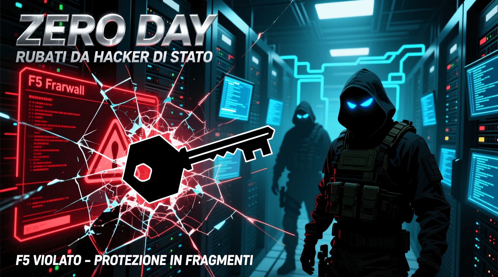L'immagine mostra dei cybercriminali che violano tramite zero-day il tasto f5 attraverso una vulnerabilità