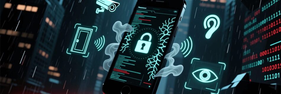 L'immagine mostra uno smartphone sotto sroveglianza da spyware pegasus.
