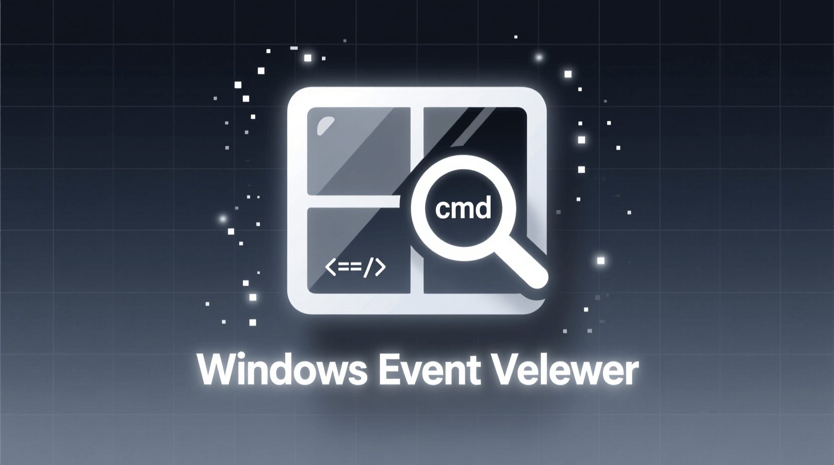 L'immagine mostra logo windows e event viewer con cmd.