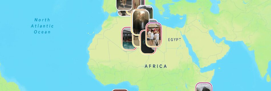 L'immagine mostra una mappa con instagram che localizza le foto degli utenti.
