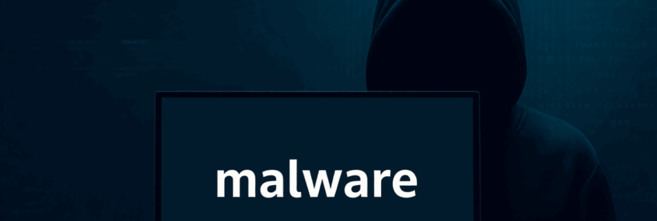 L'immagine mostra un cyber criminale con cui mostra una scritta con scritto malware.