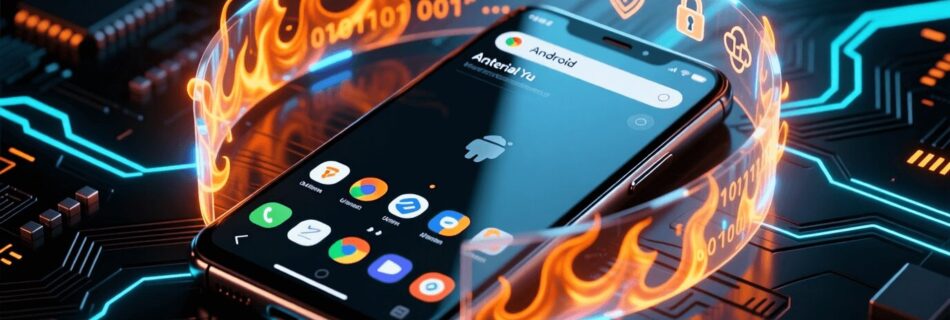L'immagine mostra uno smartphone in un firewall.