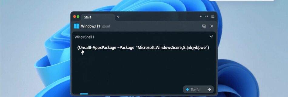 L'immagine mostra una powershell su windows 11 attiva per disattivare bloatware