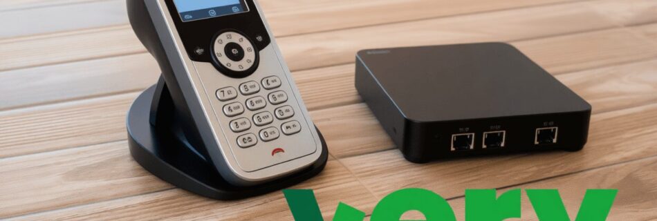 L'immagine mostra un cordless telefono fisso e mobile con un router 4g e 5G compatibile con volte con sim very mobile