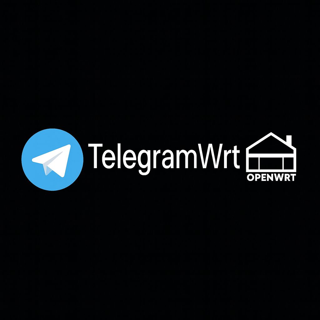 L'immagine mostra il logo del programma telegramWrt creato da cristian gallo con una casa e la scritta openwrt.