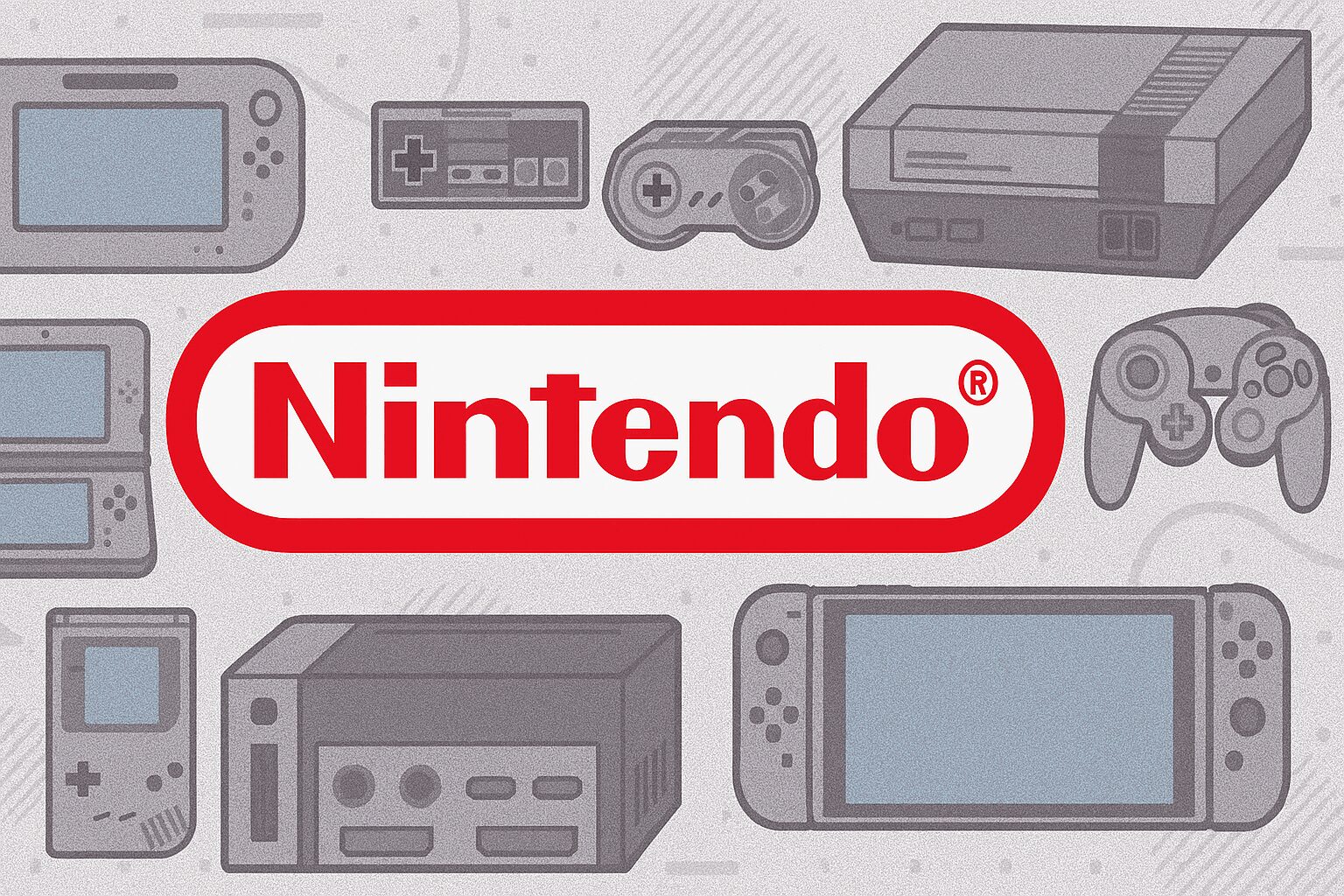 L'immagine mostra il logo nintendo con tutte le sue console della generazione.