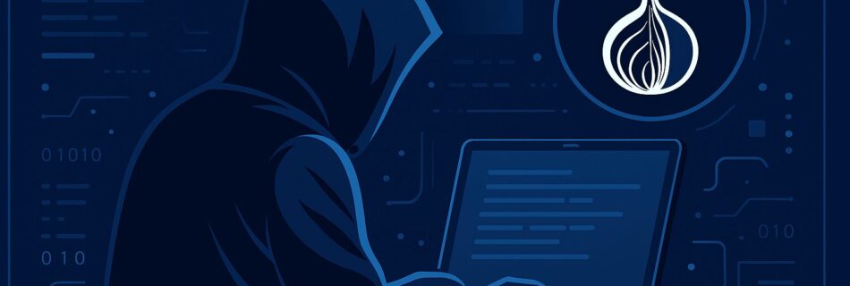 L'immagine mostra un hacker al computer mentre usa il sistema tor per accedere a breach forum,