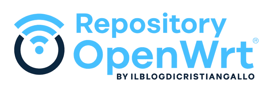 L'immagine mostra il logo openwrt con la scritta repository by il blogdicristiangallo.