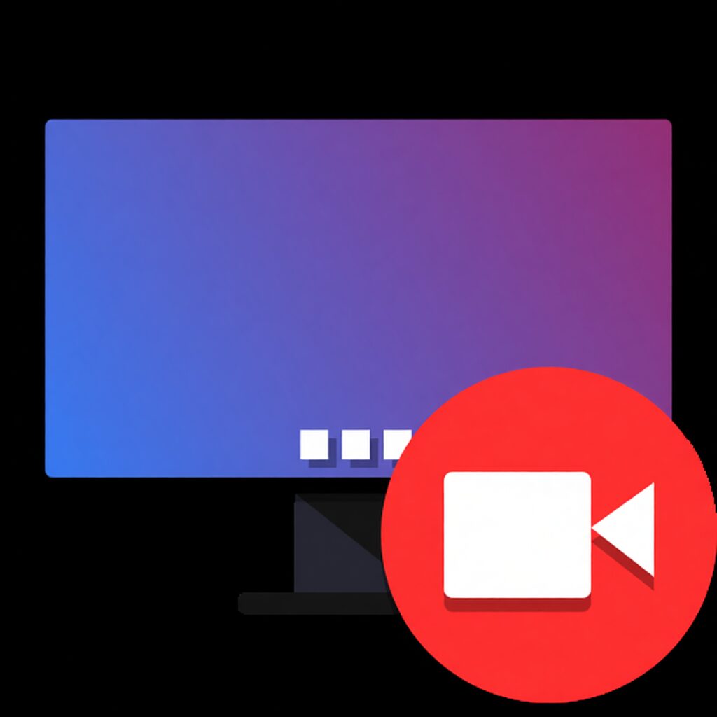 L'immagine mostra un monitor in fase di registrazione dello schermo del desktop a livello software.