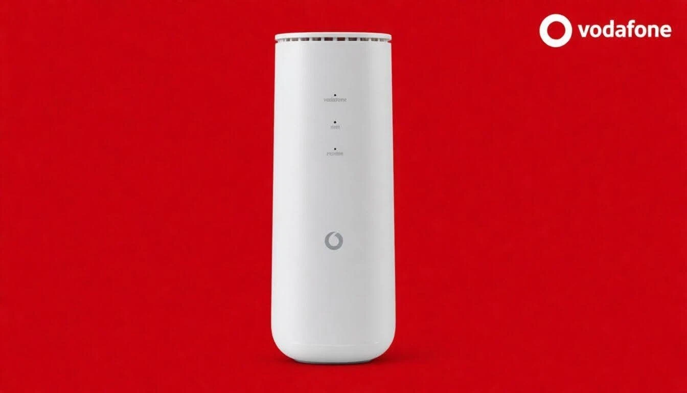 L'immagine mostra il marchio vodafone e un router 4g+ cat20 zte mf289f