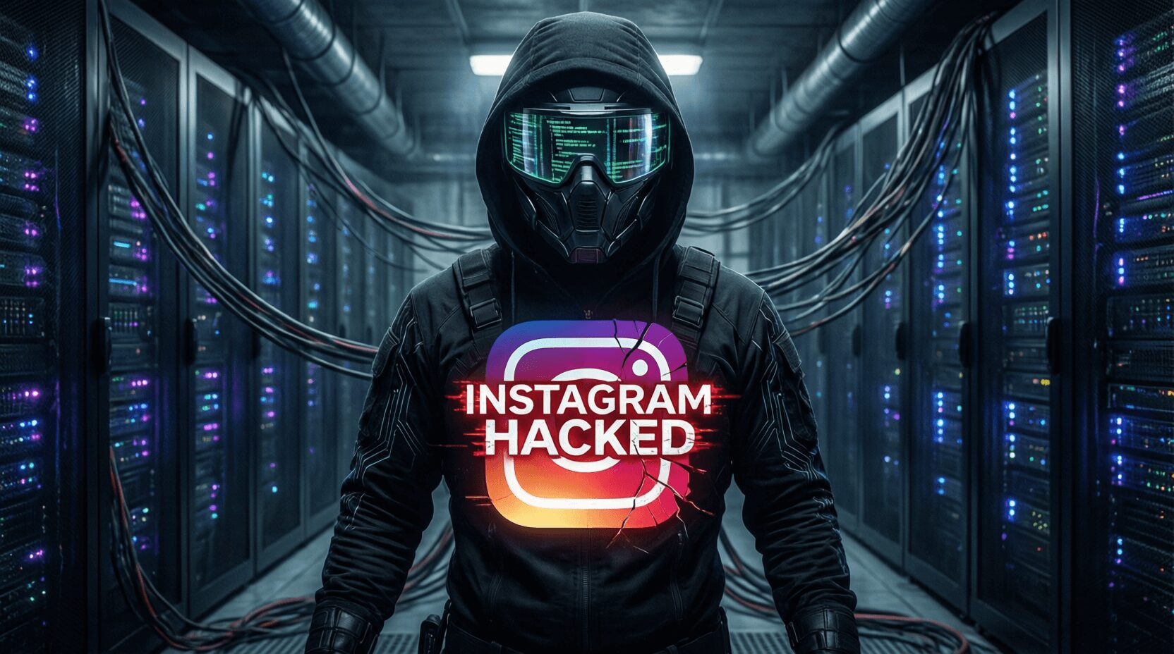 L'immagine mostra un hacker black hat che pensa di avere hackerato instagram con databreach ma in reatà non e vero.