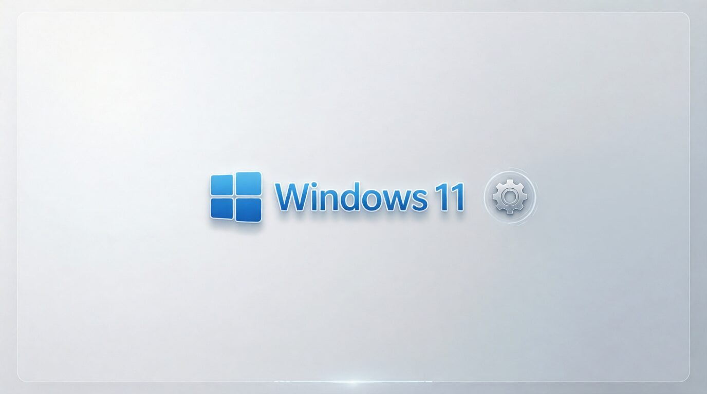 L'immagine mostra logo windows 11 con simbolo di impostazioni.