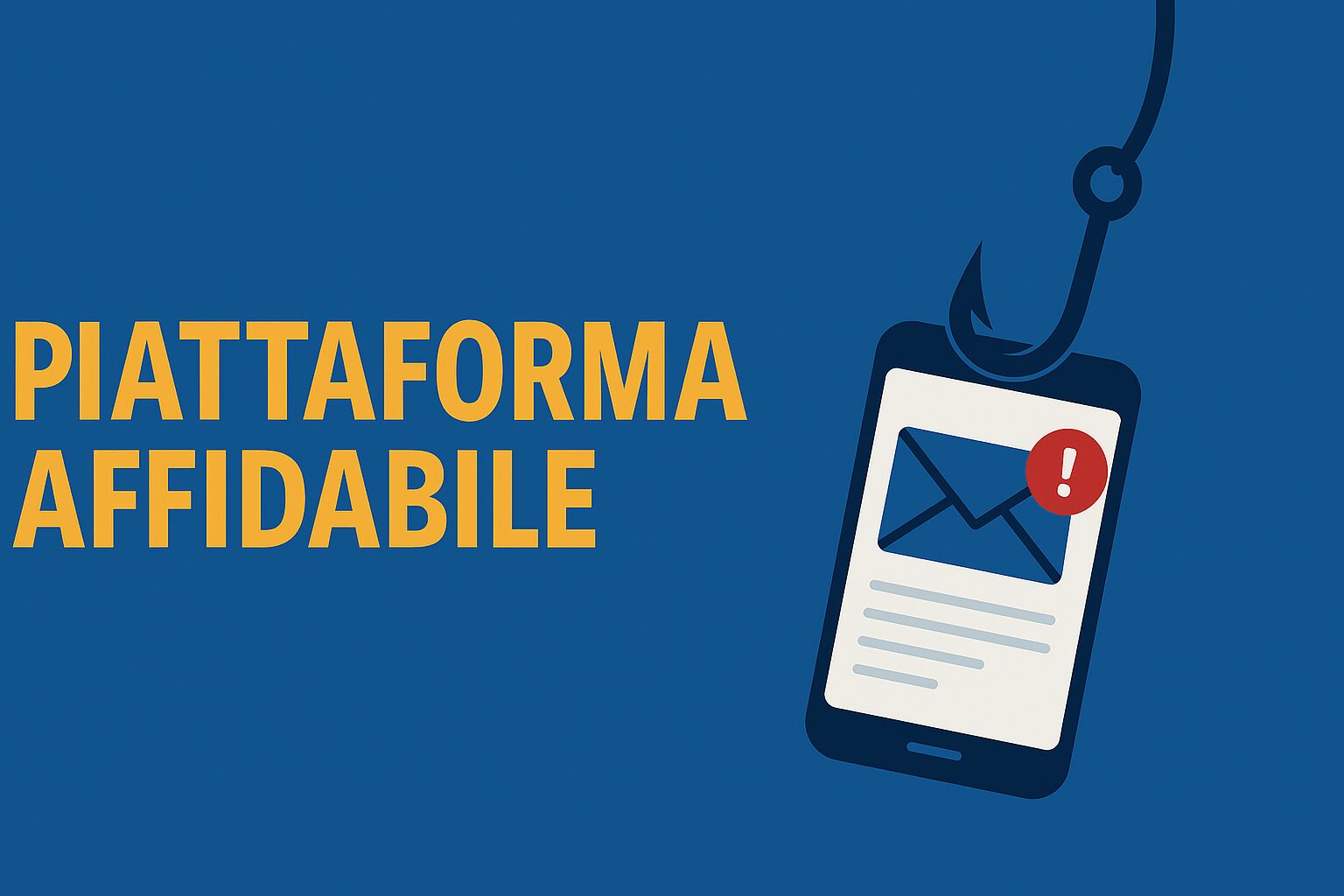 L'immagine mostra uno smartphone in stile esca stile truffa di una piattaforma affidabile via sms e e-mail