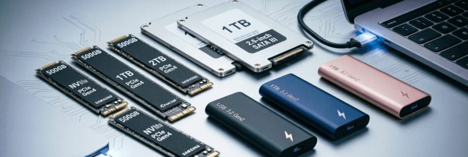 L'immagine mostra diverse SSD di tante marche differenti.