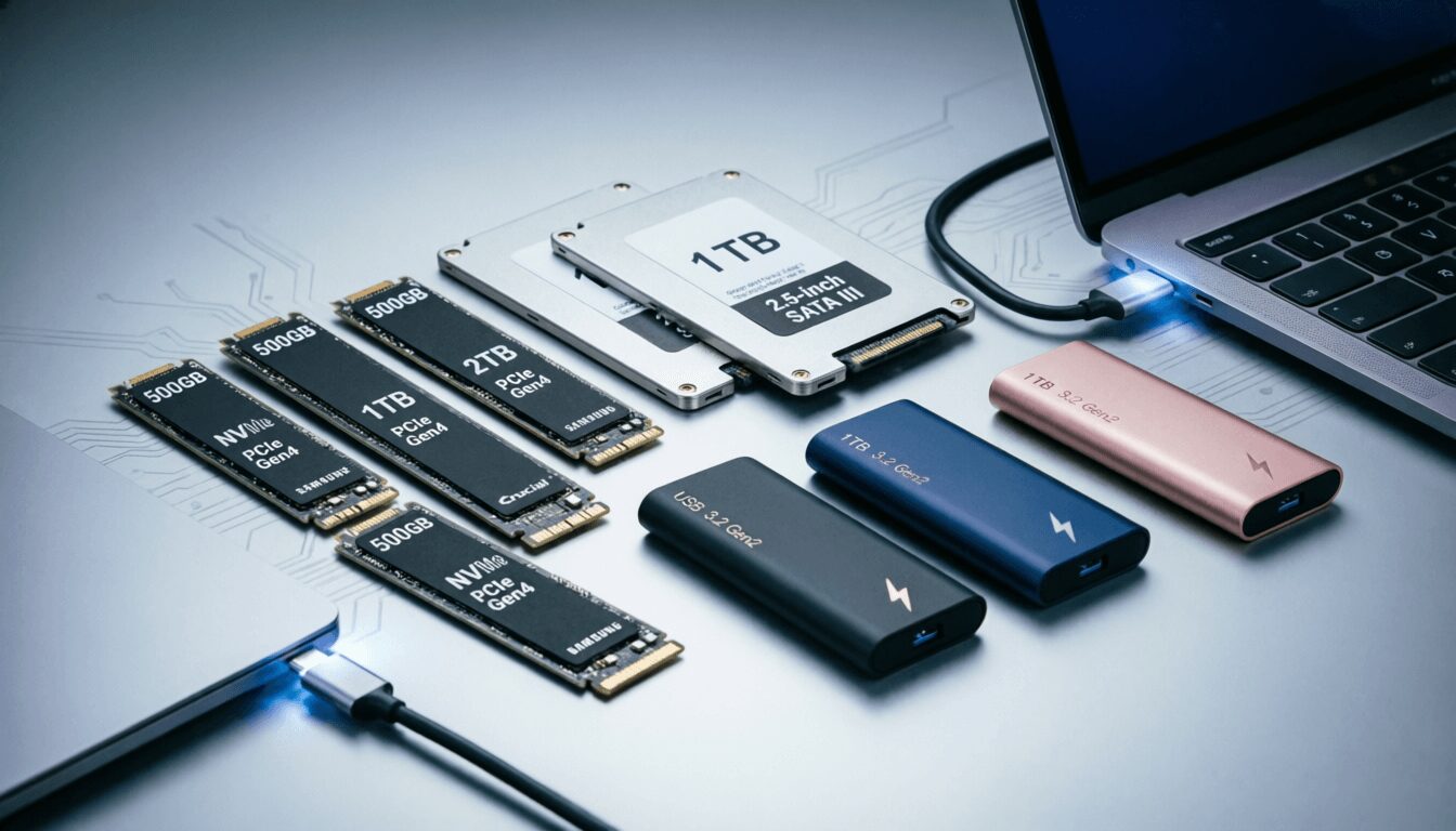 L'immagine mostra diverse SSD di tante marche differenti.