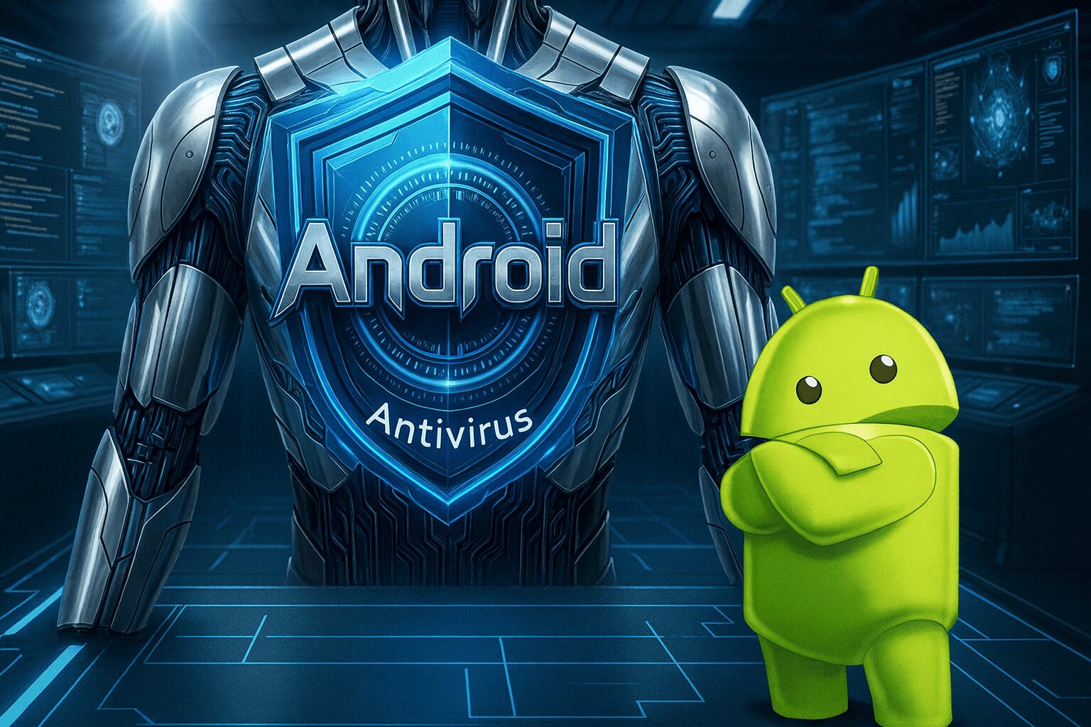 L'immagine mostra lo scudo di un antivurs con logo android presente.