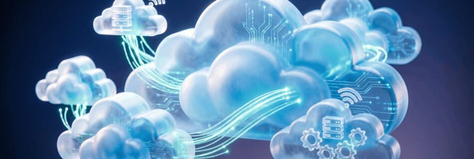 Un immagine mostra una struttra in cloud digitale.