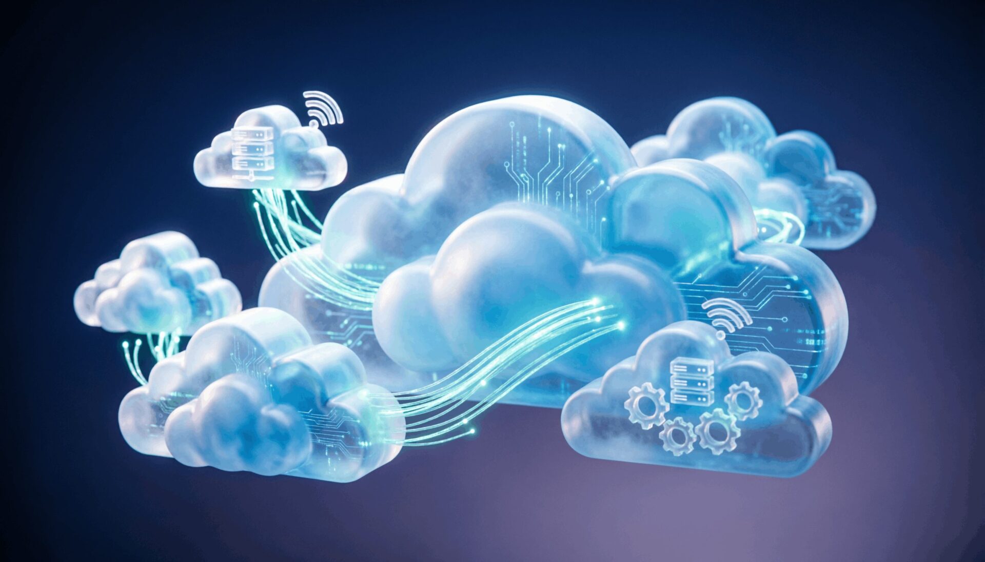 Un immagine mostra una struttra in cloud digitale.