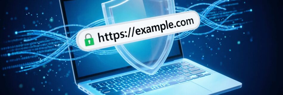 L'immagine mostra una protezione di un computer durante la navigazione web via browser sicuri.