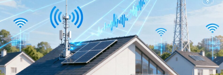 L'immagine mostra una casa con connessione attiva via fwa.