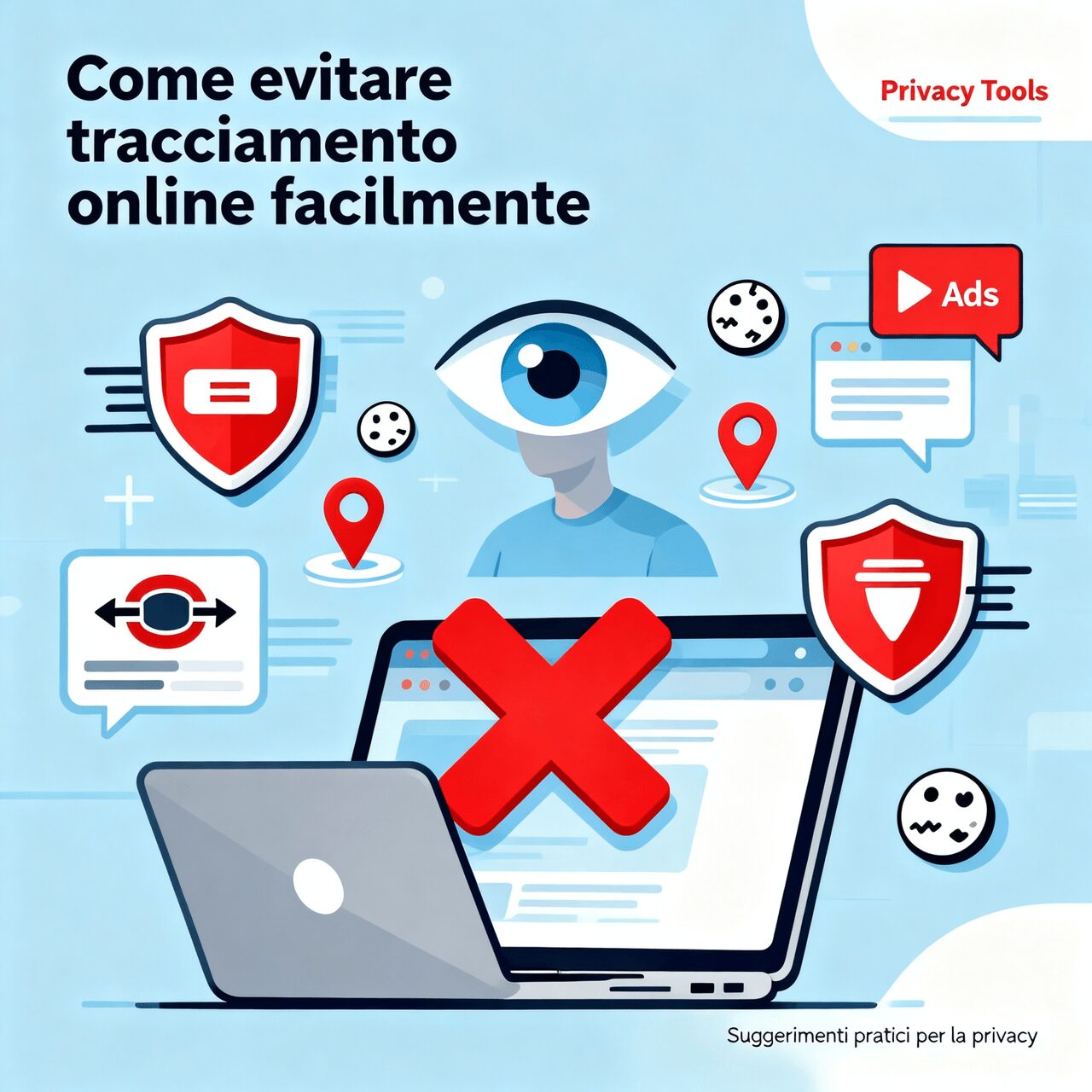 L'immagine mostra come evitare tracciamento online facilmente.