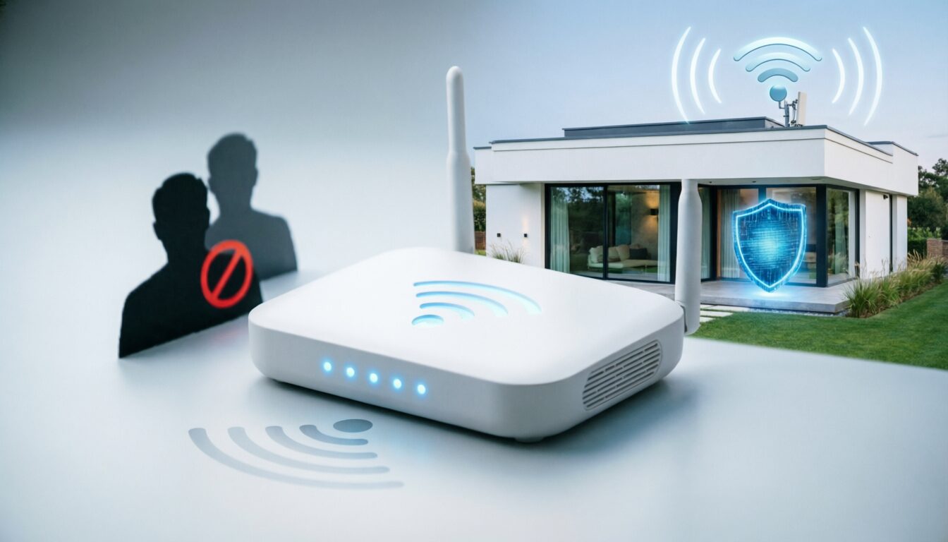 L'immagine mostra una villa in fase di protezzione wifi da attacchi indiscreti.