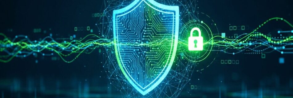 L'immagine mostra un simbolo di protezione a livello di cybersecurity.