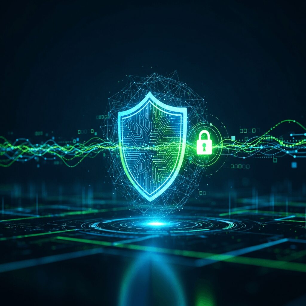 L'immagine mostra un simbolo di protezione a livello di cybersecurity.