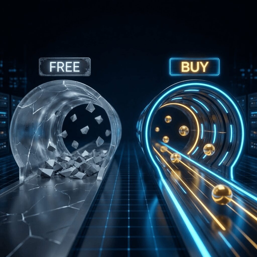 L'immagine mostra un tunnel vpn segreto tra vpn gratis e a pagamento.