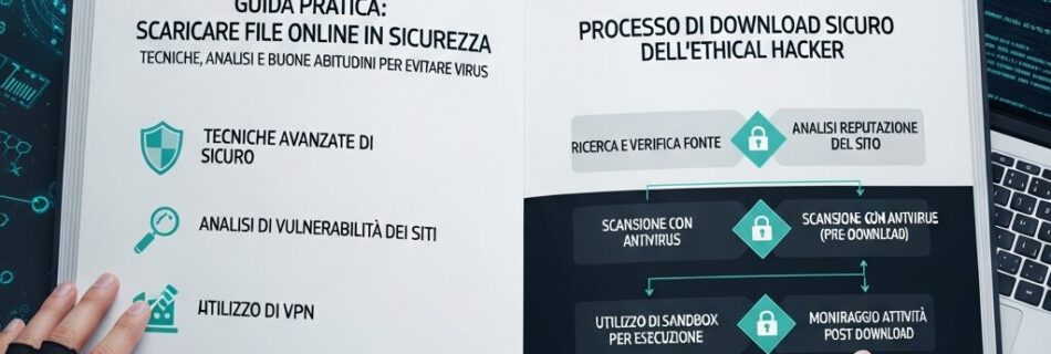 L'immagine mostra un libro che spiega come proteggersi per come scaricare online tutto in sicurezza.