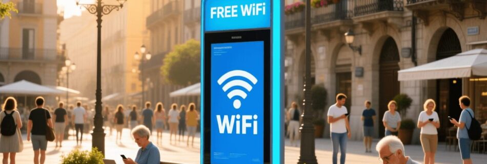 l'immagine mostra un luogo pubblico con wi-fi gratis.