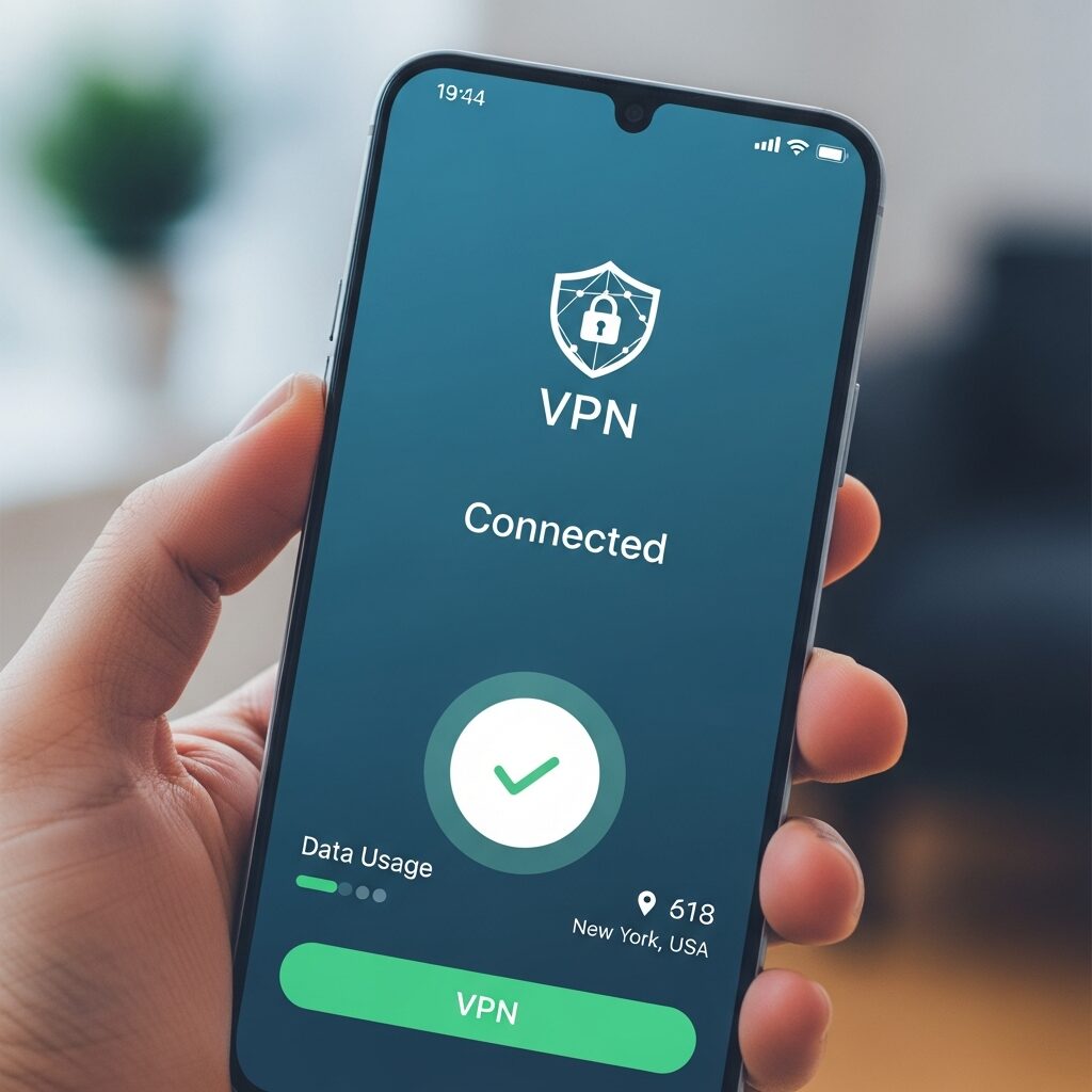 L'immagine mostra una vpm in funzione su android.