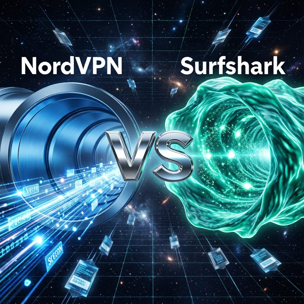 L'immagine mostra un tunnel vpn tra due vpn NordVPN e Surfshark VPN.