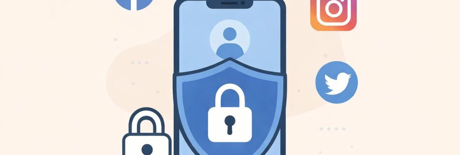 L'immagine mostra uno smartphone in protezione dagli account social.