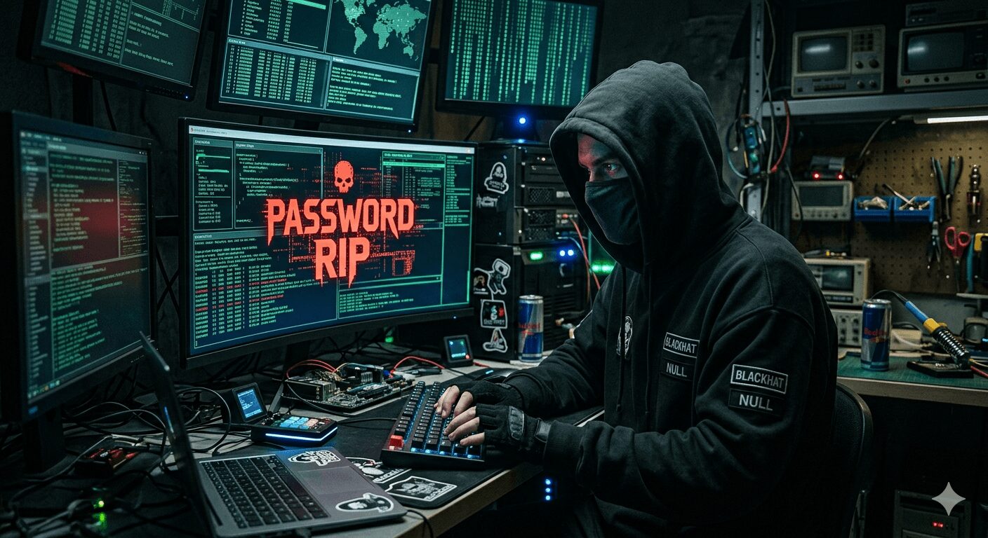 L'immagine mostra un hacker con password morte.