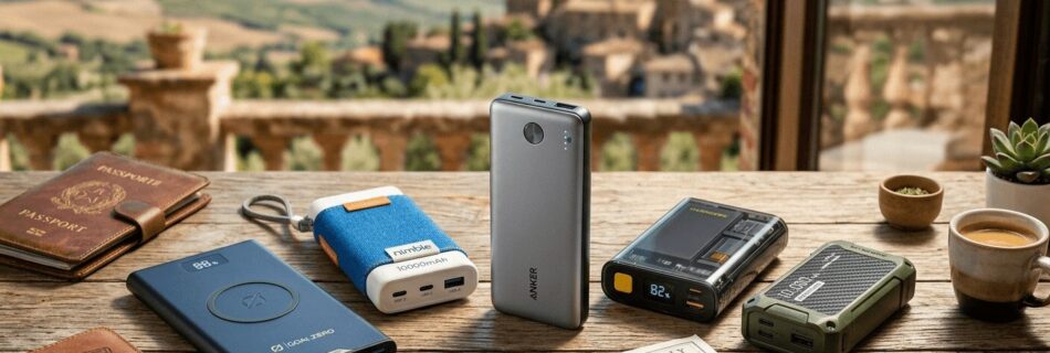 L'immagine mostra dei powerbank da viaggio da acquistare.