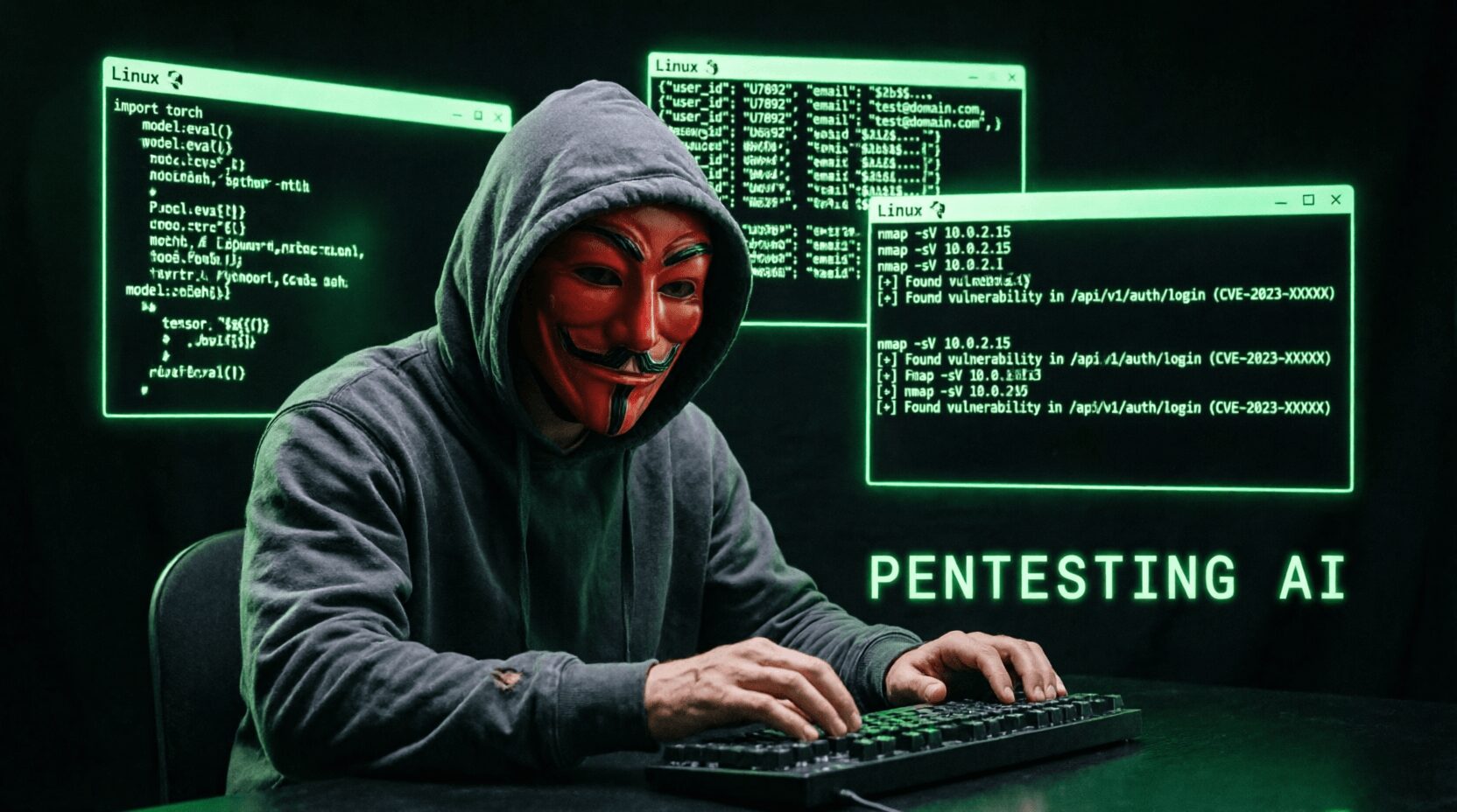 L'immagine mostra delle schermata di penetration testing con hacker whitehat anonymous