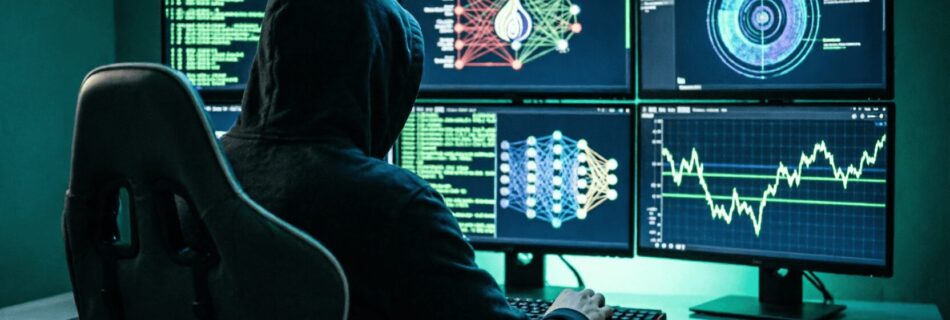 L'immagine mostra un hacker che accede al darkweb e scopre la rete onion.