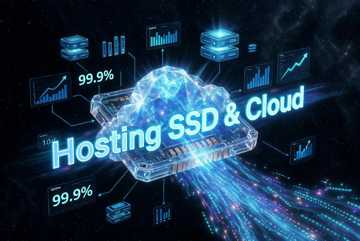L'immagine mostra un sistema di hosting ssd o cloud da scegliere.